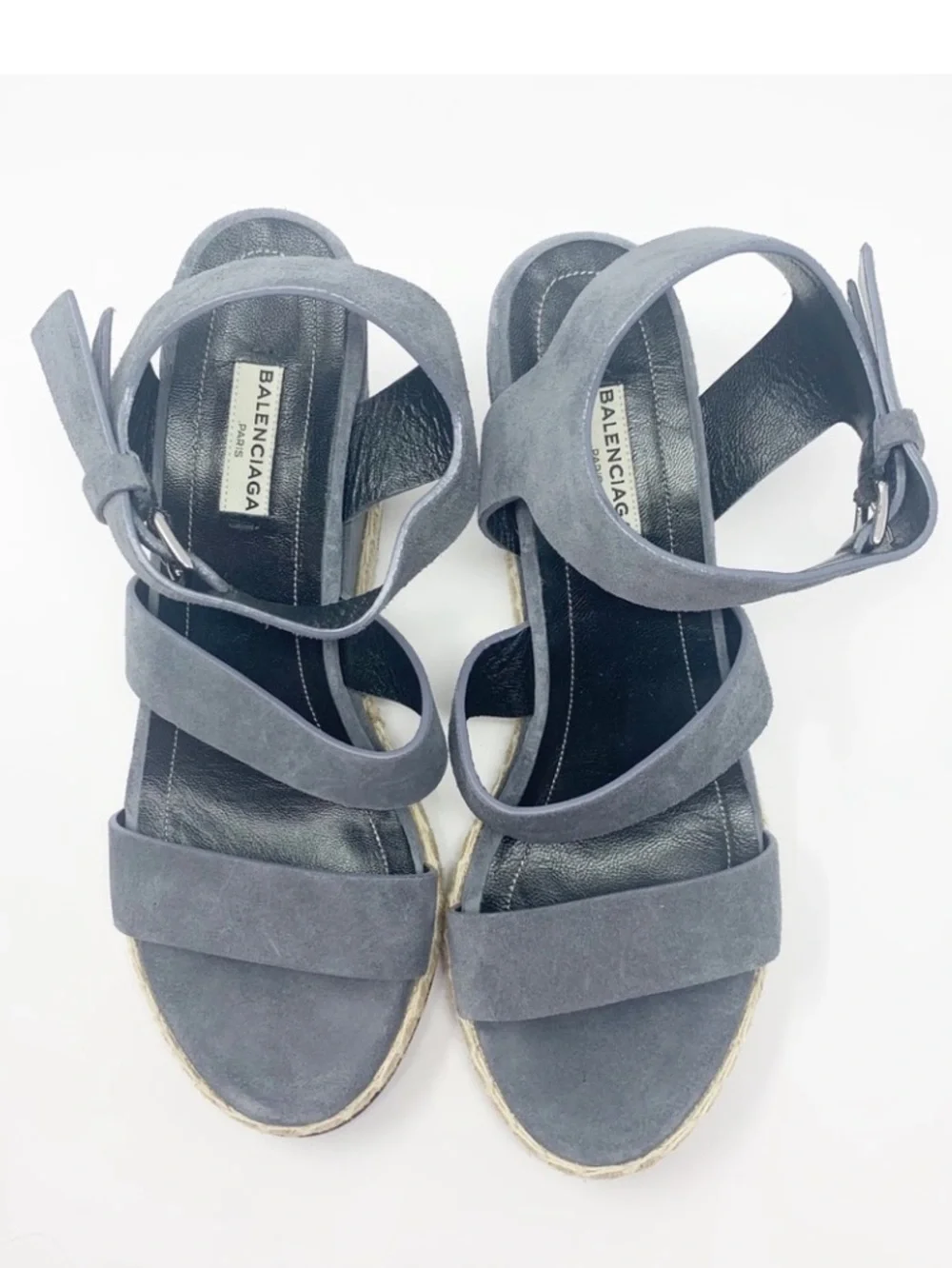 Balenciaga Suede Espadrille Wedge 3 Strap Sandal Size EU 39 Made in Spain